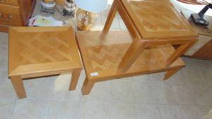 Oak Coffee Table and 2 End Tables
