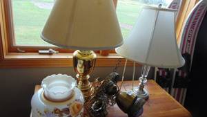 Vintage Hanging Lamp and 2 Table Lamps