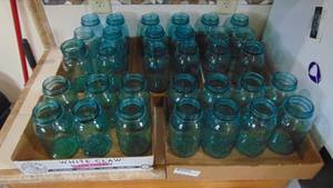 32 Green Quart Jars