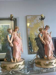Beautiful Pair of Mid Century Goddess Muse Lamps