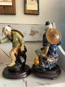 Pair of Vintage Oriental Fishing Men