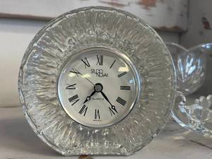 Glasswear Lot, clock, dish and bowl