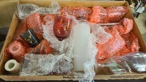 Assorted glassware and candle stick holders