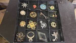 Collection of costume jewelry and pins