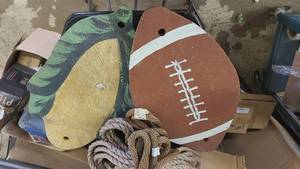 Football and Corn Cob Tree Swings with rope