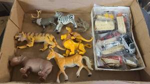 Vintage Matchbox and Hotwheels toys with Zoo Animal Figures