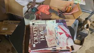 Assortment of antique resistor glass caps and craft books