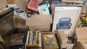 Vintage VW Bug Advertisement, Books and home goods
