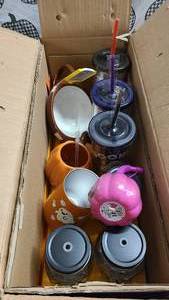 Box of cups that are pretty much fine, just missing straws etc