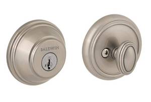 lot 54 image: BALDWIN Prestige Satin Nickel Single Cylinder Round Deadbolt Featuring SmartKey Security