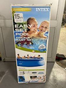 lot 7 image: INTEX 28167EH Easy Set Inflatable Swimming Pool Set 15ft x 48in  Includes 1000 GPH Cartridge Filter Pump  Removable Ladder  Pool Cover  Ground Cloth