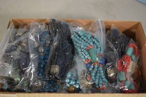 lot 58 image: Box of Assorted Beaded Necklaces and Other Jewelry