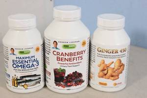 lot 8 image: 3ct Procaps Laboratories Dietary Supplements Cranberry Benefits Antioxidant, Maximum Essential Omega-3, Ginger 450