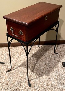 lot 79 image: Decorative Hinged Wooden Box on Metal Stand