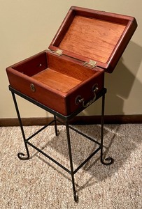lot 140 image: Metal Stand with Hinged Wooden Box