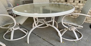 lot 157 image: Patio Table and 4 Swivel Rocker Chairs