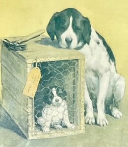 lot 224 image: Dog and Her Puppy Framed Lithograph Print