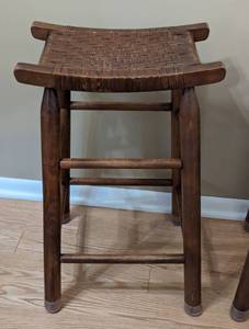 lot 189 image: Pair of Woven Top Counter Height Stools
