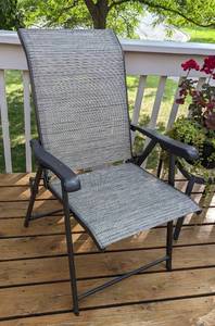 lot 200 image: Pair of Folding Patio Chairs and Side Table