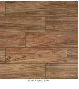 lot 110 image: (5) cases of Baker Wood 6 in. x 24 in. Walnut Glazed Porcelain Floor and Wall Tile (68 sq. ft)
