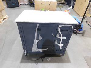 lot 14 image: Home Decorators Collection Merryfield 37 in. W x 22 in. D x 35 in. H Bathroom Vanity in Dark Gray with Carrara White Marble Top