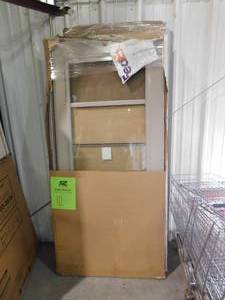 lot 59 image: Andersen 400-Series 36 in. x 80 in. Sandtone Universal 34-Light Retractable Aluminum Storm Door with Nickel Hardware