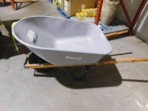 lot 79 image: 6 cu. ft. Steel Wheelbarrow with a Pneumatic Tire and Wood Handles