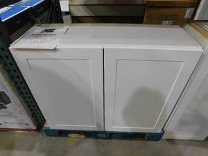lot 119 image: LOT OF THREE---Assembled Wall Kitchen Cabinet with Soft Close Door see description for sizes....