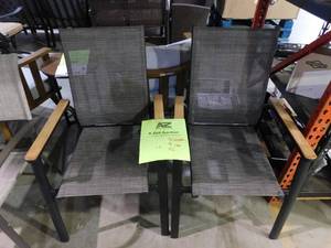 lot 90 image: Black Stackable Lightweight Aluminum Patio Outdoor Dining Chair (2-Pack)