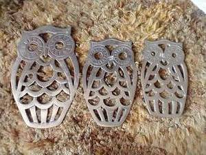 lot 70 image: (3) Brass Owl Trivets From Thailand