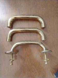 lot 74 image: (3) Solid Brass Handles - Very Heavy