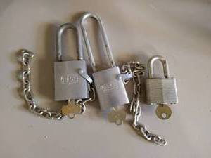 lot 94 image: (3) Padlocks WKeys - 2 Are Heavy Duty Used For Military