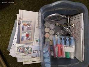 lot 130 image: Bin of Stain Glass Window Kits