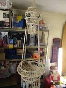 lot 183 image: Vintage Macrame Hanging Shelf