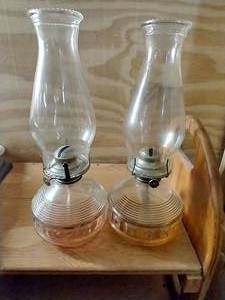 lot 388 image: Two Hurricane Lamps