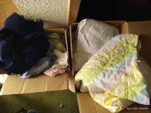 lot 230 image: Two Boxes of Vintage Childrens Clothing & Bedding