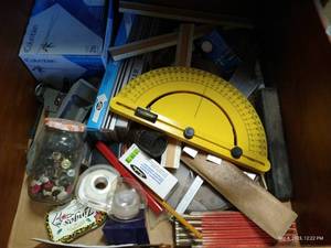 lot 262 image: Drawer of Vintage Home Office Supplies