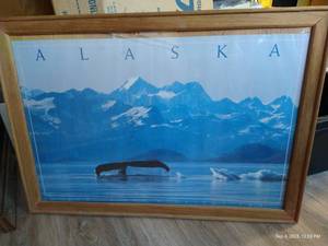 lot 268 image: Large Heavy Wood Frame & Poster