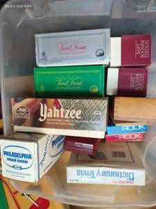 lot 298 image: Game Bin Trivial Pursuit, Dominoes, Rook, Etc