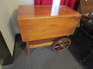 lot 52 image: Maple tea cart, Mid Century Modern,...