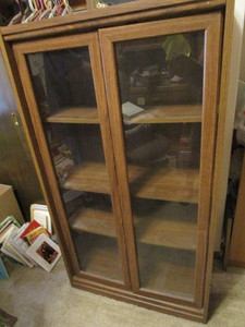 lot 5 image: Bookcase , double glass doors, 30W...