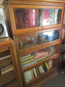 lot 3 image: Antique lawyers stacking bookcase, ...