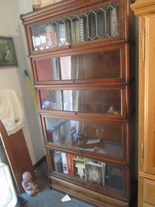 lot 51 image: Antique stacking lawyers bookcase,...