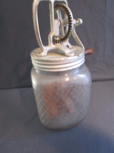 lot 70 image: Paddle butter churn quilted glass 4...