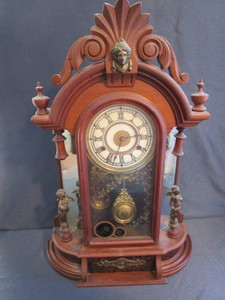 lot 71 image: New Haven mantle clock, 16-12 x 2...