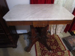 lot 72 image: East Lake occasional table with mar...