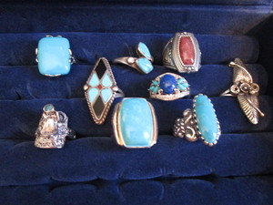 lot 74 image: Sterling rings, nine...