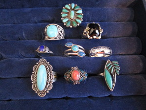 lot 75 image: Sterling rings E&O Jaramillo signe...