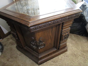 lot 84 image: End tables, MCM hexagon with storag...