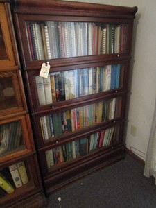 lot 104 image: Antique stacking lawyers bookcase,...